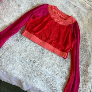 JoyLab Vibrant Pink and Red Crop Top